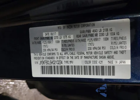 2017 Mazda Cx-5 Touring из США, поврежденный, VIN JM3KFBCL5H0210234